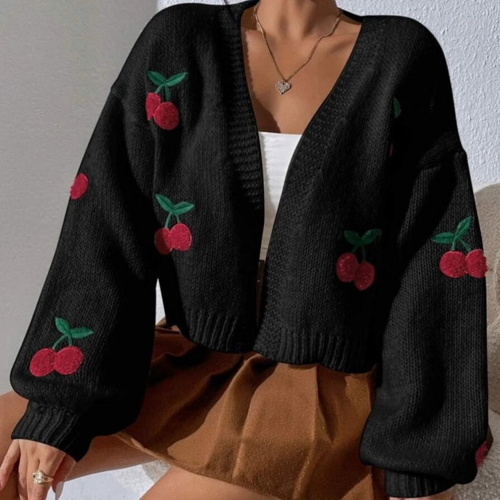 Damen Strickjacke mit floralem Design und lockerer Passform Drune