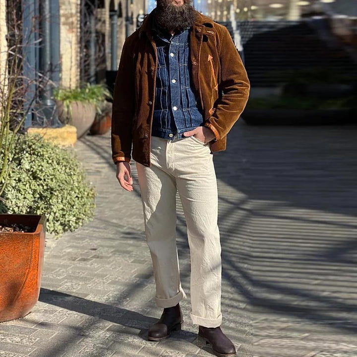 Herren cordjacke mit praktischem Taschen-Detail und Knopfverschluss Drune