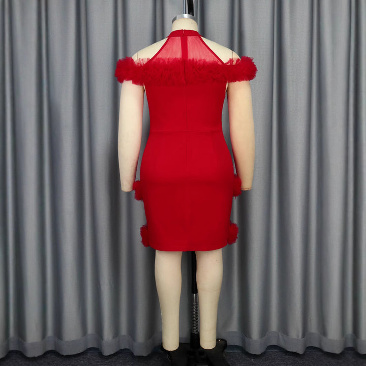 Damen elegantes Kleid mit fransigen Akzenten Drune