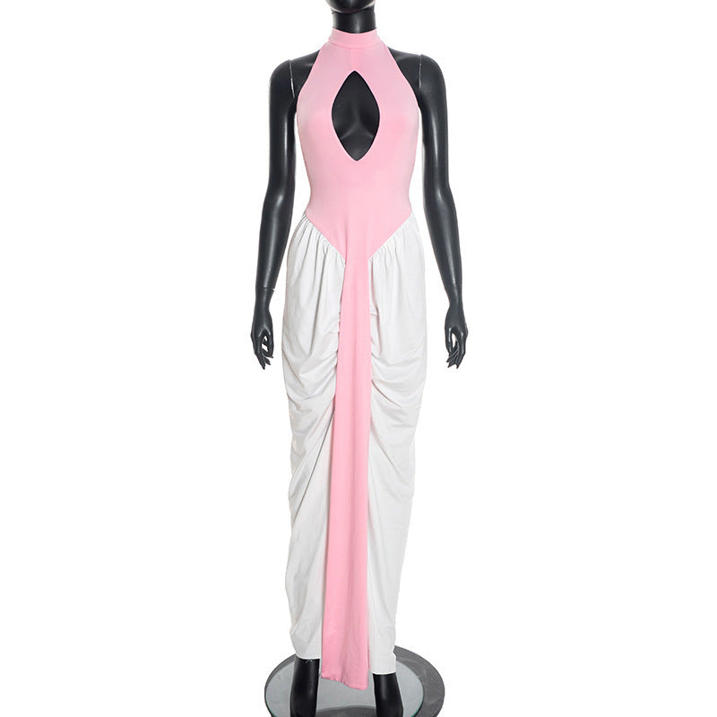 Damen Maxikleid mit hochgeschlossenem Ausschnitt und elegantem Cut-Out Drune