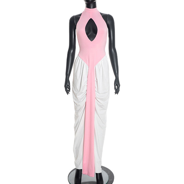 Damen Maxikleid mit hochgeschlossenem Ausschnitt und elegantem Cut-Out Drune