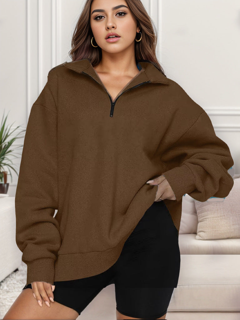 Damen Oversized Sweatshirt mit Stehkragen Drune