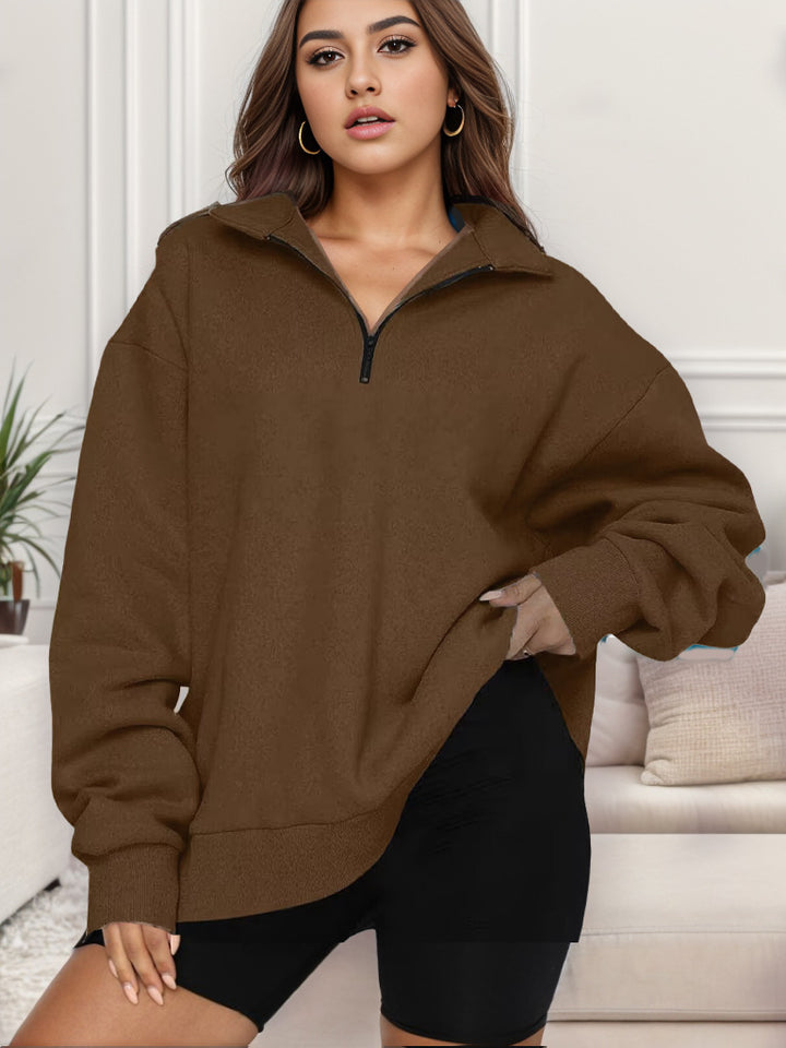 Damen Oversized Sweatshirt mit Stehkragen Drune