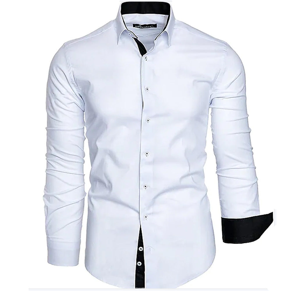 Herren elegantes Langarmhemd mit kontrastierenden Manschetten Drune