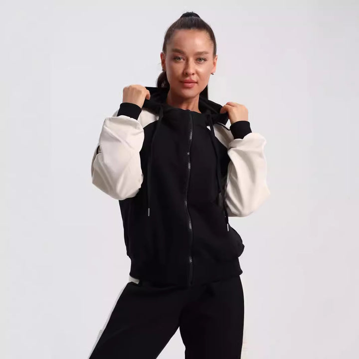 Damen Sportliches Freizeit-Set mit farblichen Kontrasten und praktischen Taschen Drune