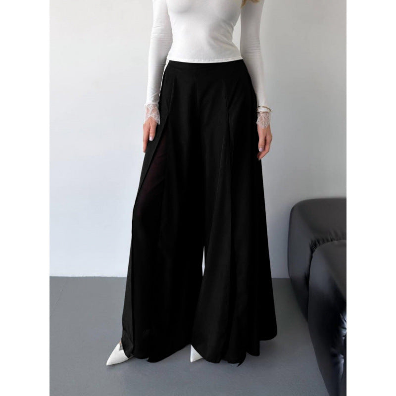 Damen Elegante lange Hose mit seitlichen Schlitzen und fließendem Schnitt Drune