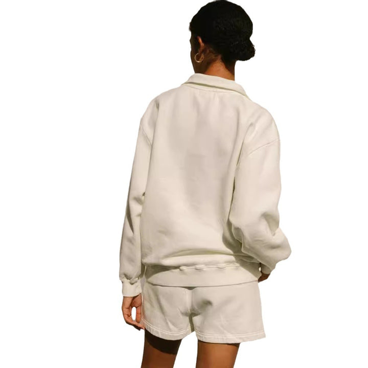 Damen lässiger Zip-Pullover mit hohem Kragen und weitem Schnitt Drune
