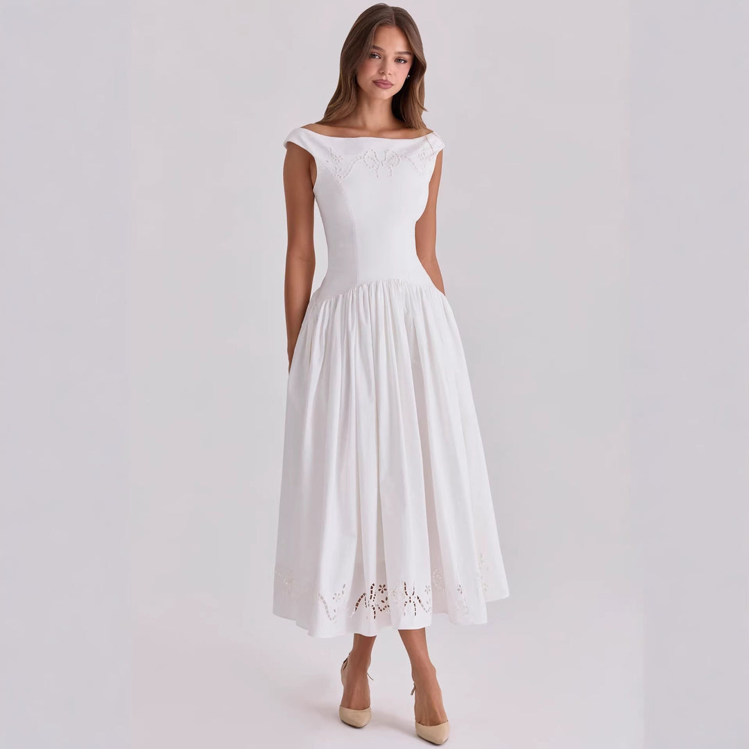 Damen Elegantes Midi-Kleid mit incisierten Details Drune