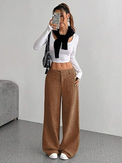 Damen weit geschnittene Cordhose Drune