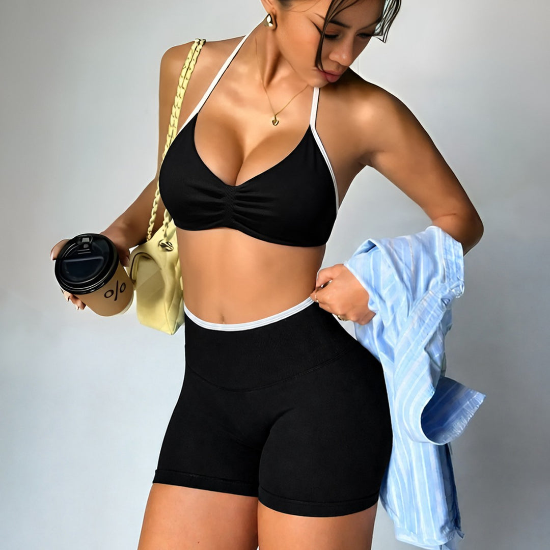 Damen Sportliches Crop-Top und Shorts-Set Drune