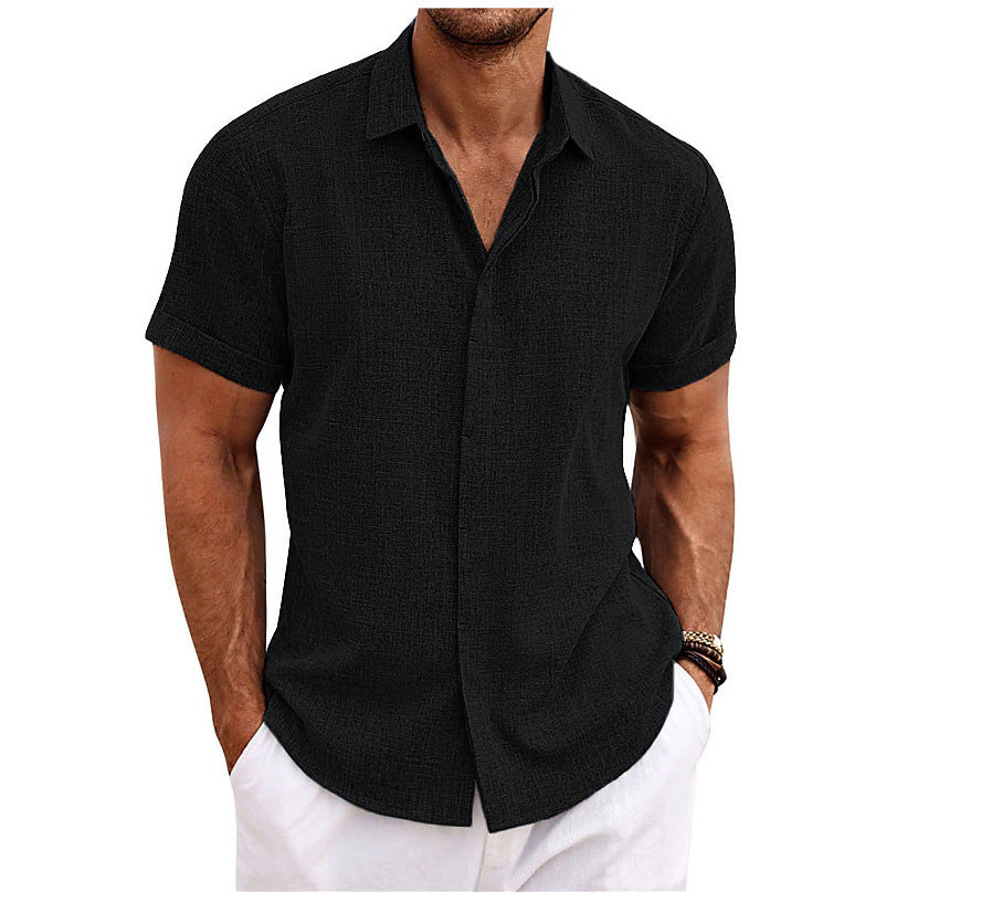 Herren Kurzarmhemd aus atmungsaktivem Leinenmix mit modernem Schnitt Drune
