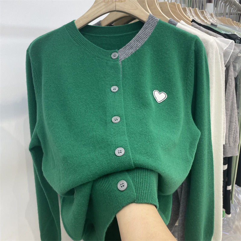 Damen Feiner Strickcardigan mit herzförmiger Applikation Drune