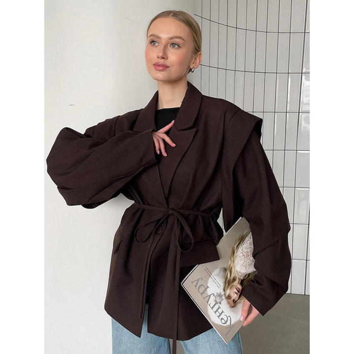 Damen eleganter Oversized-Blazer mit Gürteldetail Drune