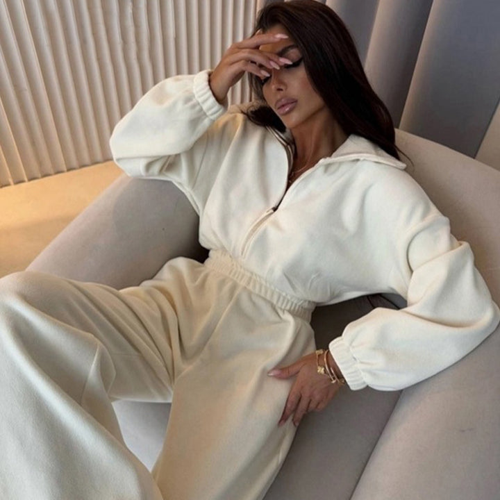 Damen Fleece-Jumpsuit mit Reißverschluss und elastischem Bund Drune