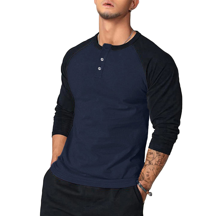 Herren klassisches Langarmshirt im Vintage-Stil mit unterstützenden Kontrastärmeln Drune