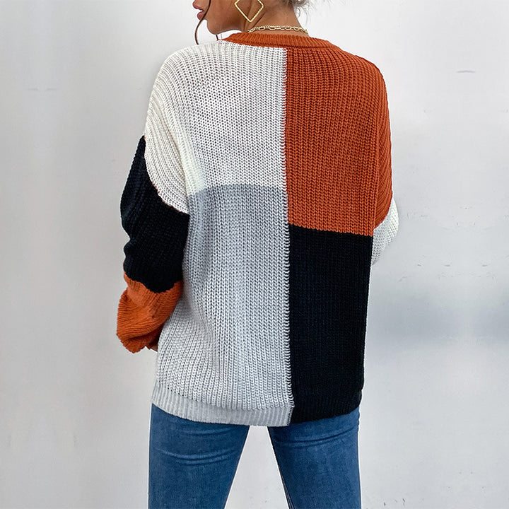 Damen lässiger Pullover im modernen Blockstreifen-Design Drune