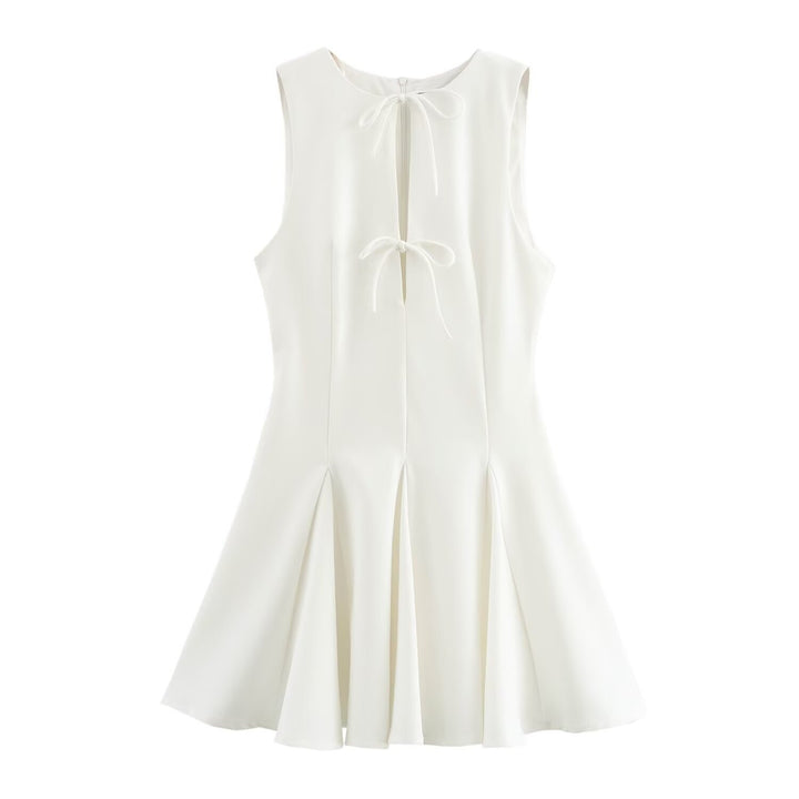 Damen ärmelloses A-Linien Kleid mit elegantem Knoten-Detail Drune