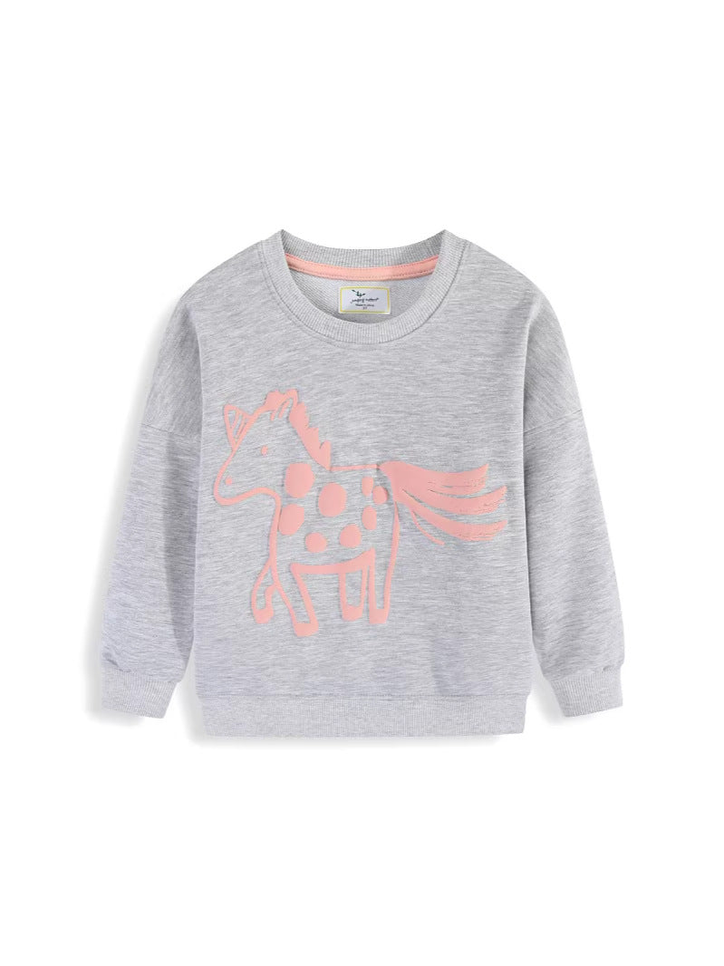 Mädchen Sweatshirt mit verspieltem Pferde-Design Drune