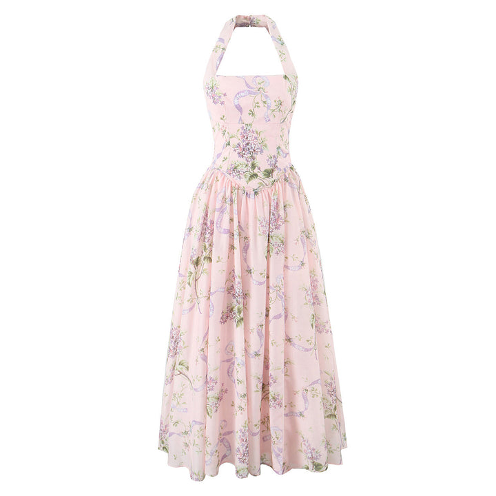 Damen Blumiges Maxikleid mit halterlosem Ausschnitt Drune