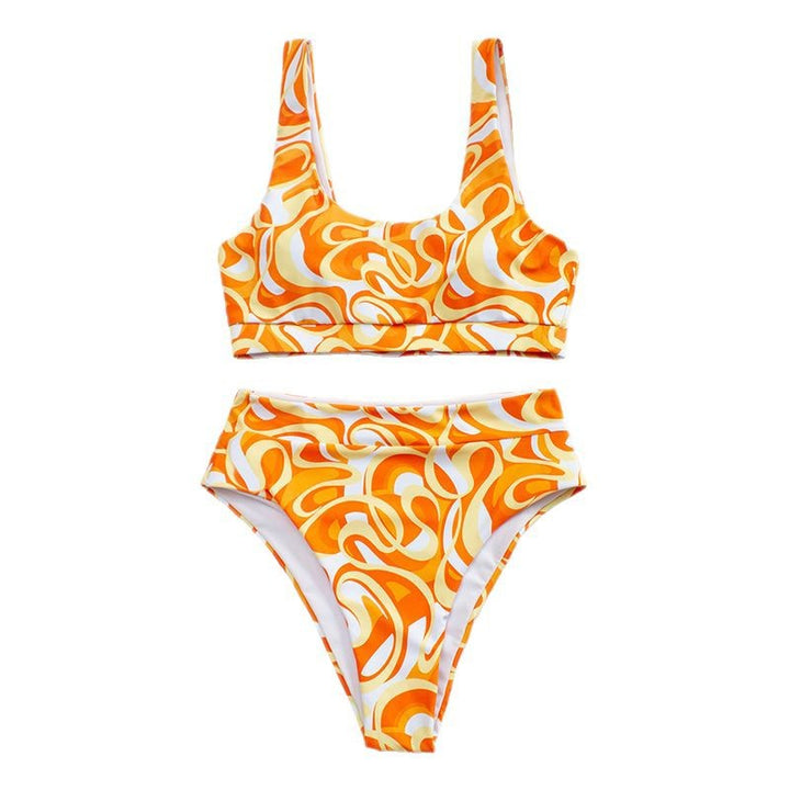 Damen Hochgeschnittener Sport-Bikini mit atemberaubendem Farbverlauf Drune
