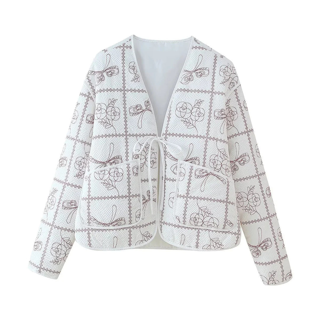 Damen Jacke mit floralem Muster und praktischen Taschen Drune