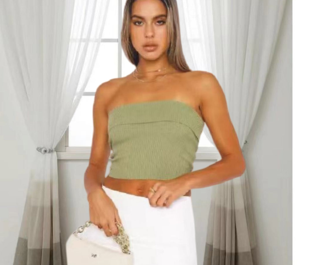 Damen Off-Shoulder Cropped Top mit strukturiertem Rippdesign Drune