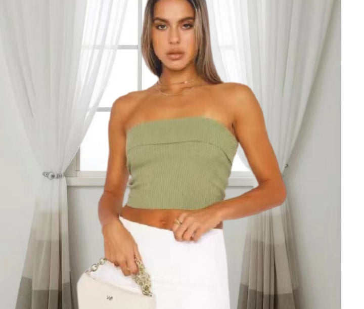 Damen Off-Shoulder Cropped Top mit strukturiertem Rippdesign Drune