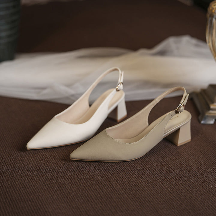 Damen Slingback Blockabsatz-Pumps mit elegantem Spitzenausschnitt-Design Drune