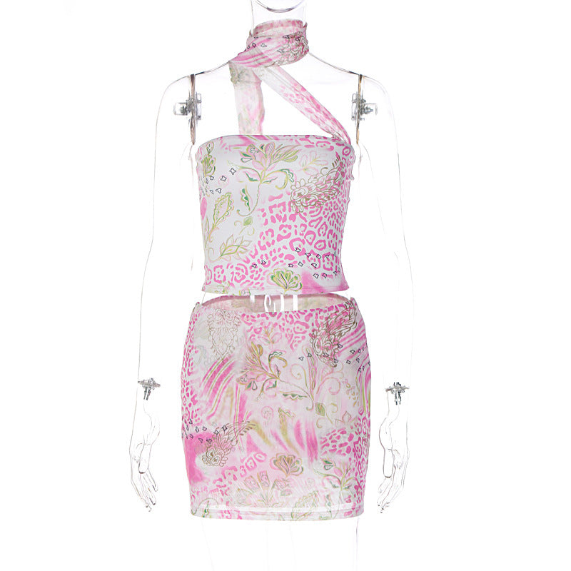 Damen Neckholder Minikleid mit floralem Design Drune