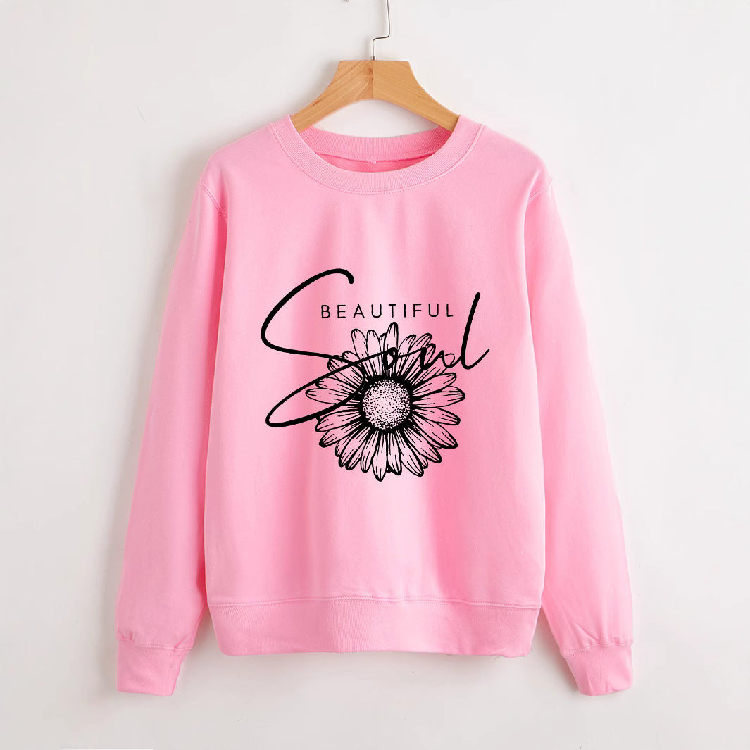 Damen Sweatshirt mit floralem Motiv und inspirierendem Schriftzug Drune