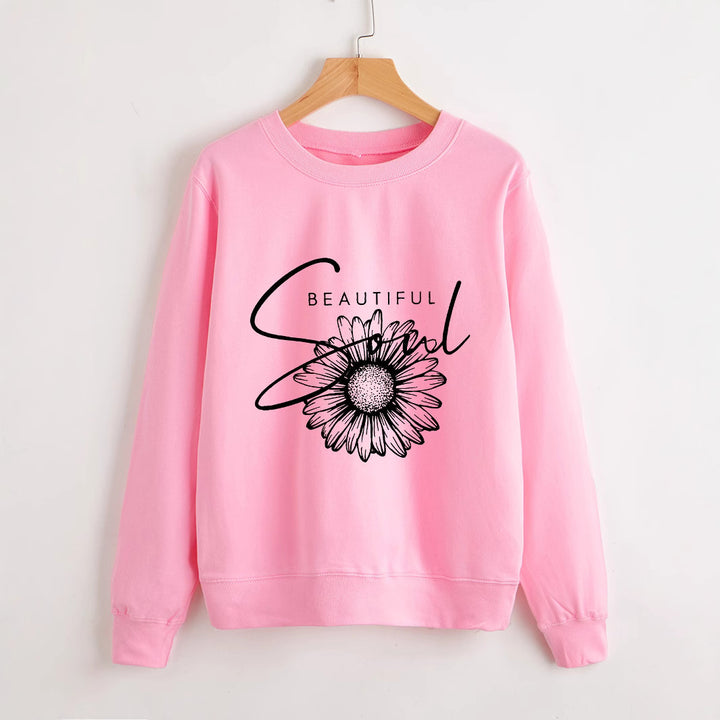Damen Sweatshirt mit floralem Motiv und inspirierendem Schriftzug Drune