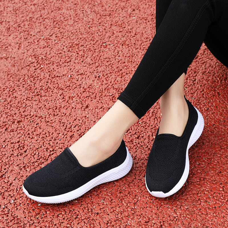 Damen nan leichte Slipper-Walkingschuhe mit atmungsaktivem gestricktem Obermaterial Drune