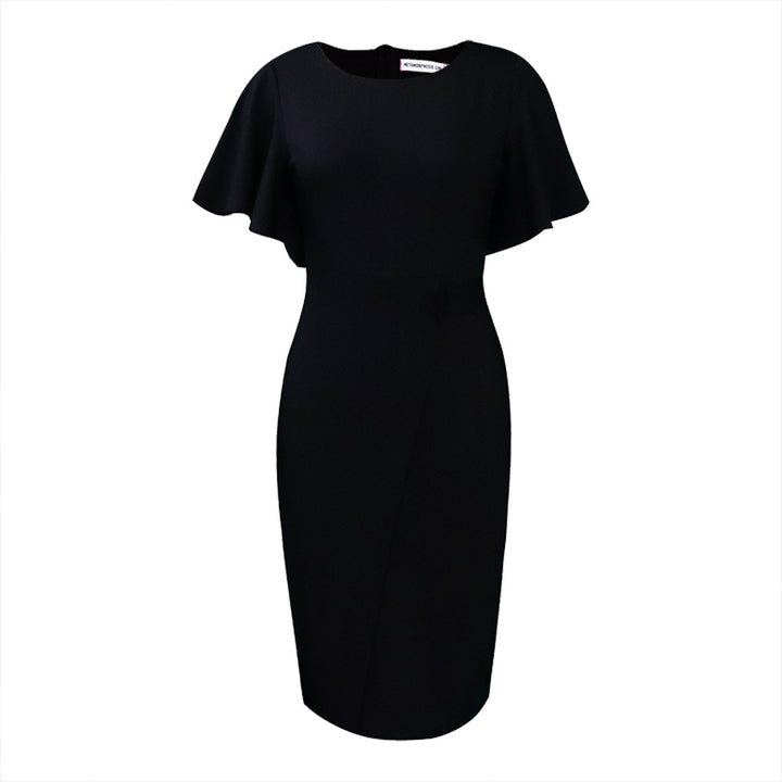 Damen Figurbetontes Kleid mit eleganten Flügelärmeln und asymmetrischem Detail Drune