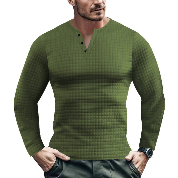 Herren Langarmshirt mit strukturiertem Design und modischem Knopfverschluss Drune