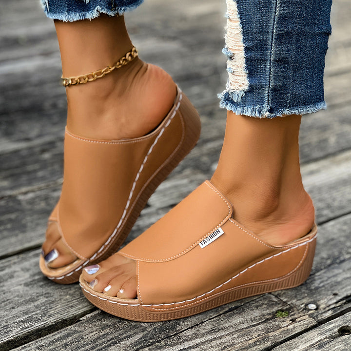 Damen  Slip-On Keil-Mules mit ergonomischem Memory-Fußbett und leicht profilierter Laufsohle Drune