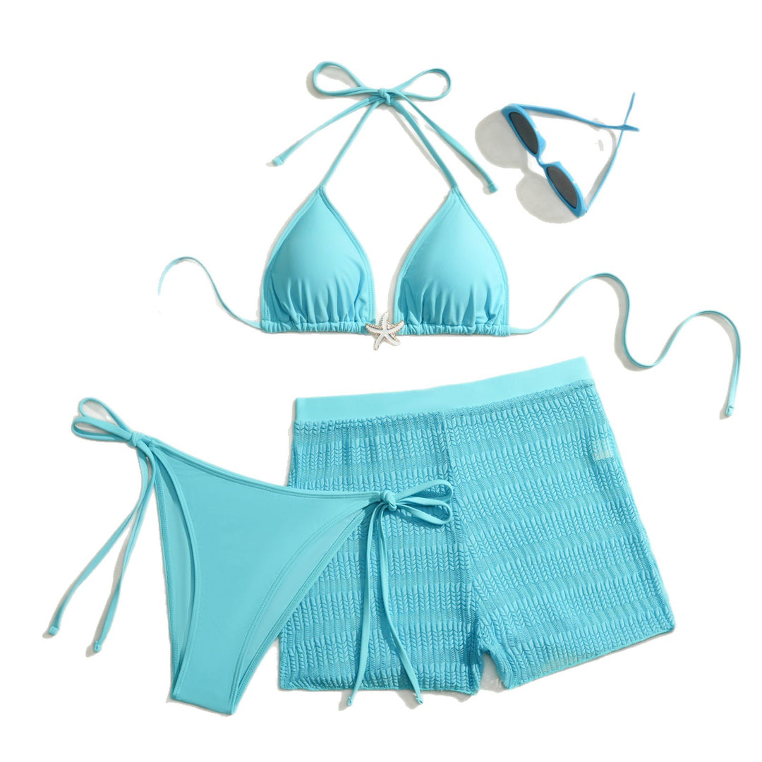 Damen Bikini-Set mit niedlichem Bindeband und strukturierter Shorts Drune