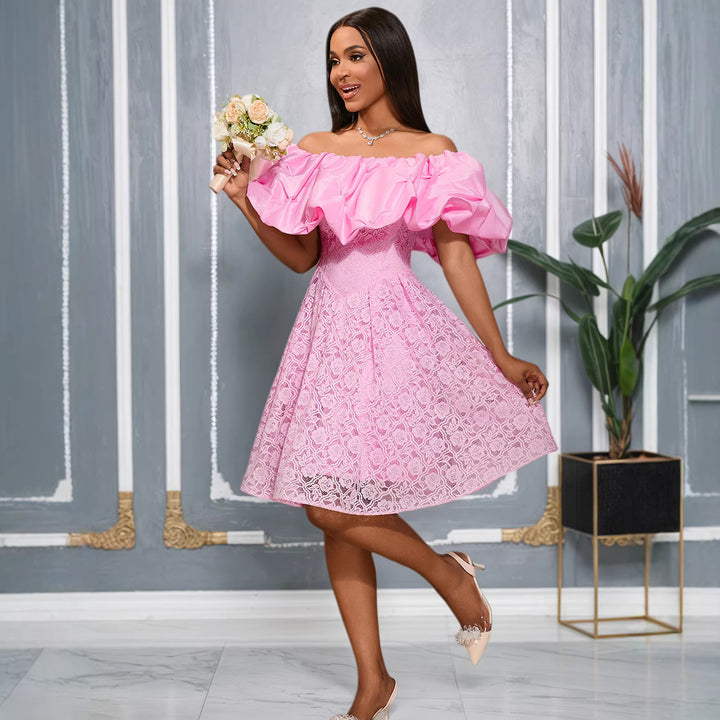 Damen Cocktailkleid mit voluminösem Rüschensaum Drune
