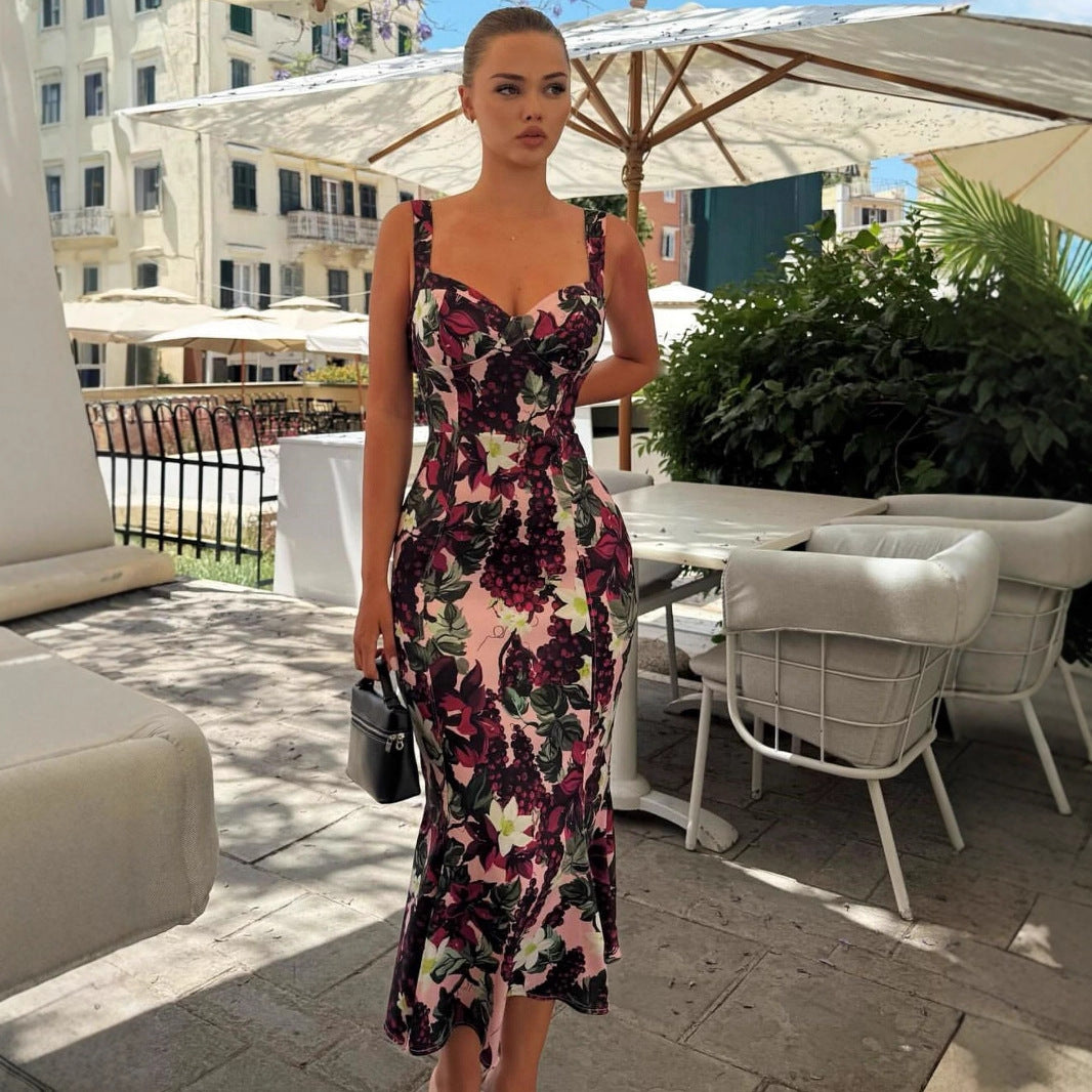 Damen Elegantes Maxikleid mit floralem Print und feminine Passform Drune