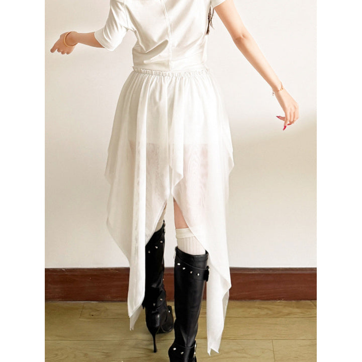 Damen Maxi-Skirt mit fließendem Chiffon und asymmetrischem Schnitt Drune