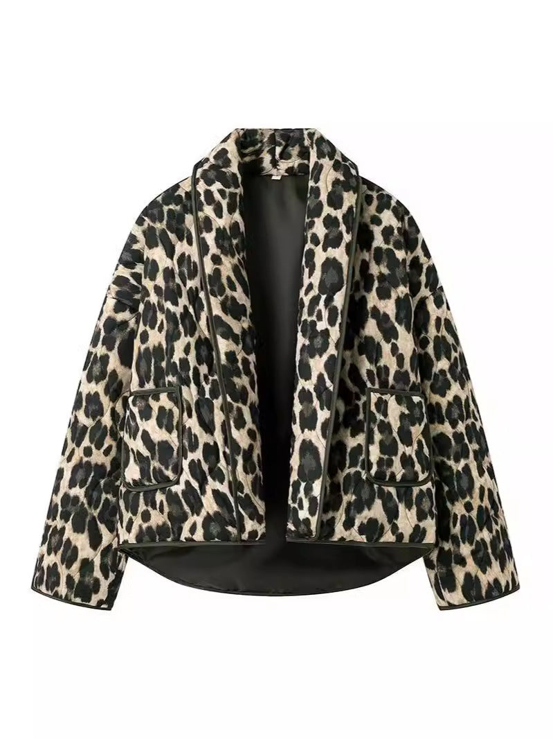 Damen modische Leo-Jacke im lässigen Schnitt mit praktischen Taschen Drune