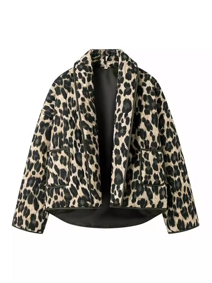 Damen modische Leo-Jacke im lässigen Schnitt mit praktischen Taschen Drune