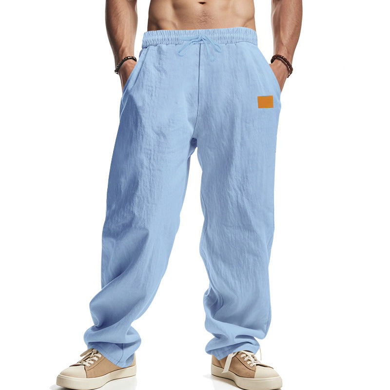 Herren lässige Leinen-Hose mit elastischem Bund und praktischen Taschen Drune