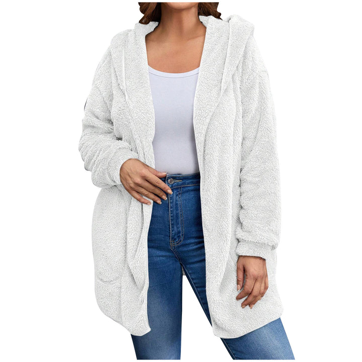 Damen nan kuschelige Teddy-Fleece Kapuzenjacke mit großen Eingrifftaschen und entspannter Silhouette Drune