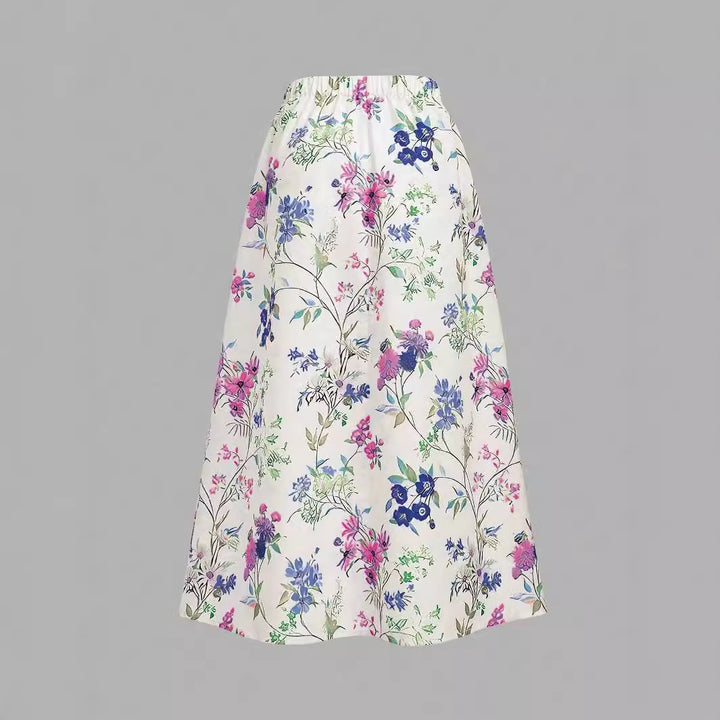 Damen Maxirock mit floralem Print und elastischem Bund Drune