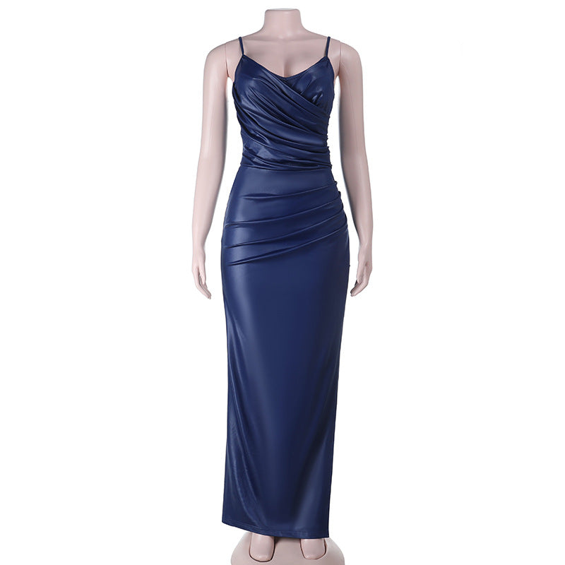 Damen Elegantes Wickelmaxikleid mit schimmerndem Effekt Drune