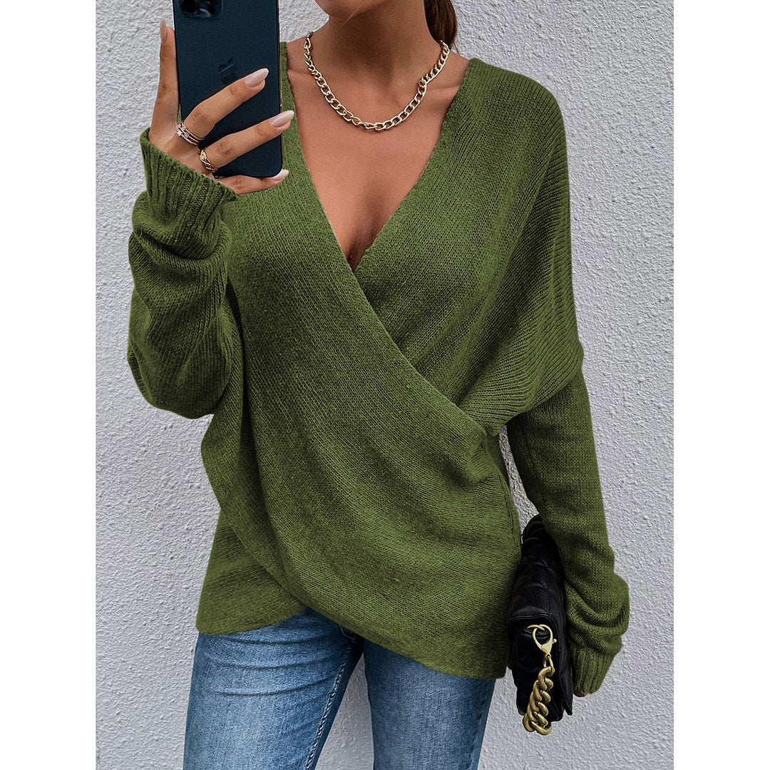 Damen lässiger V-Ausschnitt Pullover Drune