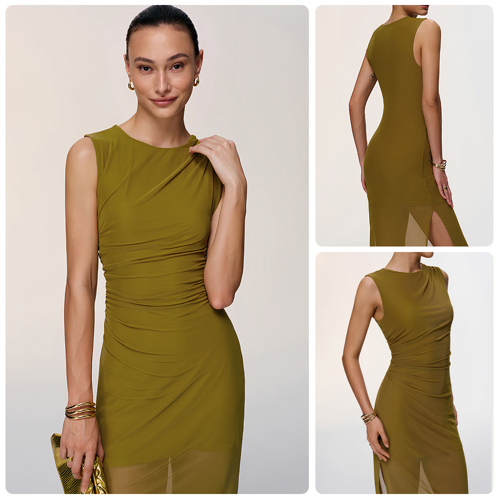 Damen Elegantes Wickelkleid mit figurbetontem Design und verführerischen Raffungselementen Drune