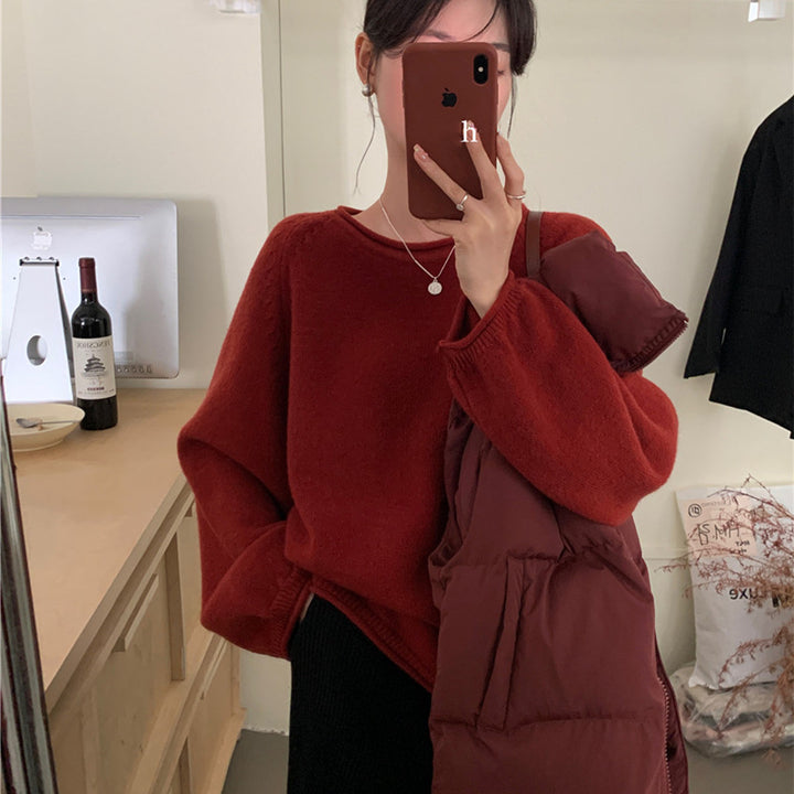 Damen Lässiger Pullover mit voluminösen Ärmeln und weichem Material Drune