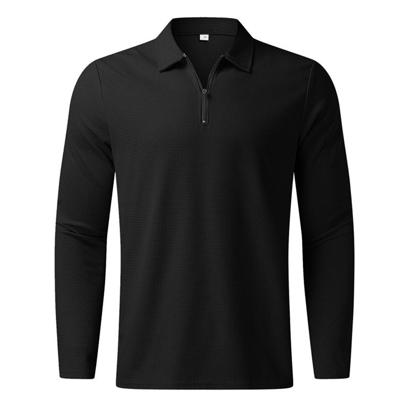 Herren Sportliches Langarm-Henley-Shirt mit Reißverschluss und strukturierter Oberfläche Drune