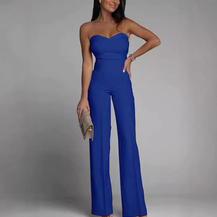 Damen Jumpsuit mit herzförmigem Ausschnitt und weitem Bein Drune